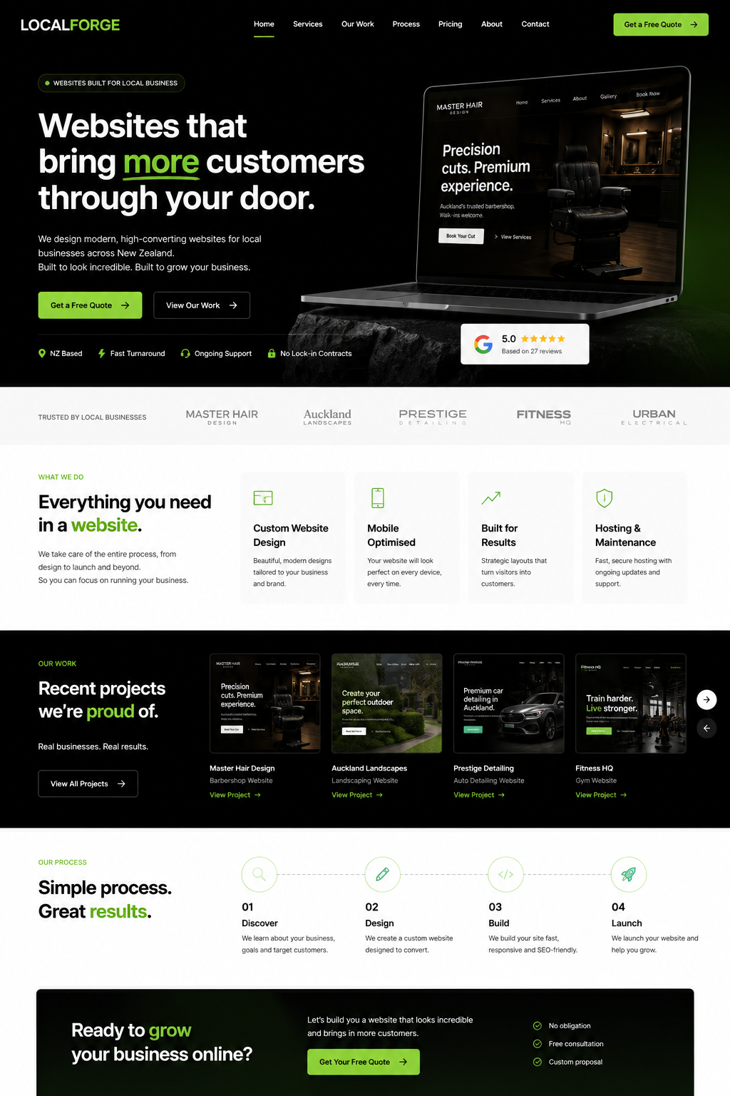 Example of a LocalForge website concept